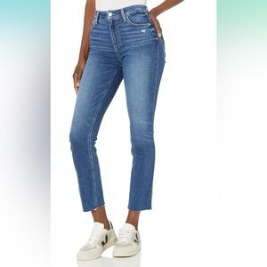 PAIGE Hoxton Slim Jeans Raw Hem Sz 26 Adanah Distressed